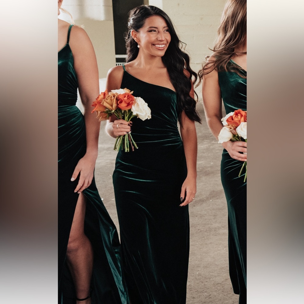 Revelry Velvet Bridesmaid Dress Emerald Green